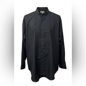 LUCASINI Elegant Men's  black tuxedo Shirt